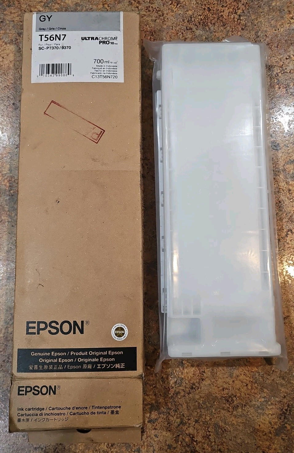 Genuine Epson Gray Ink Cartridge T56N7 - Exp Date: December 2028 - Sealed NEW