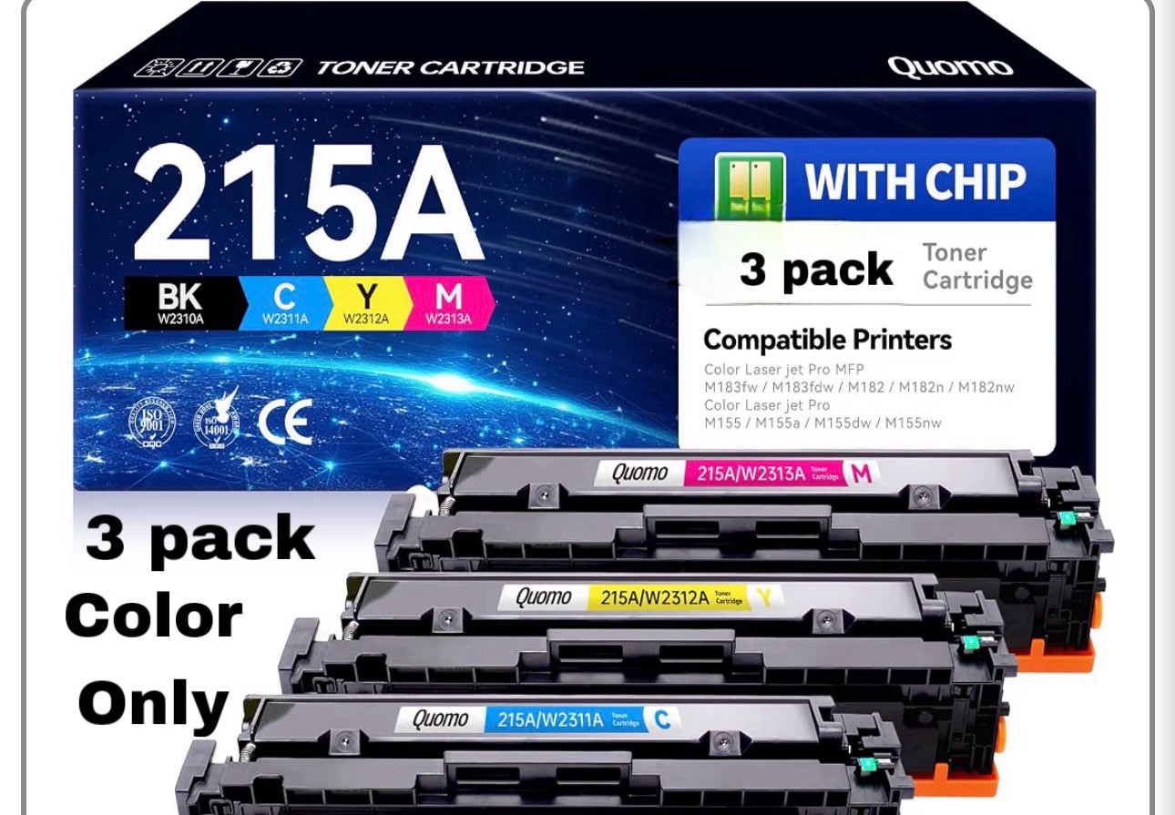 215A Toner Cartridges 3 Pack (with Chip) Compatible Replacement  HP 215A Color