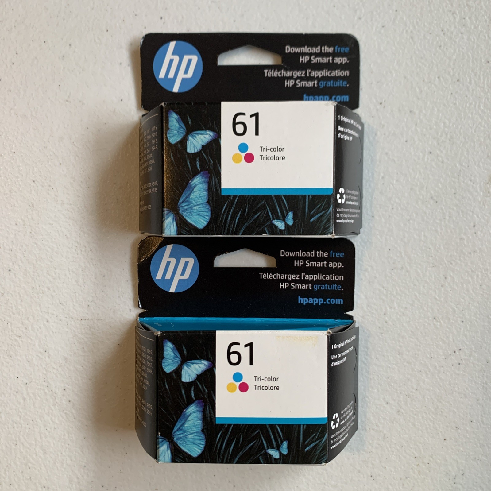 New Sealed Lot Of 2 HP 61 Tri-Color Ink Cartridges Exp 1/2027