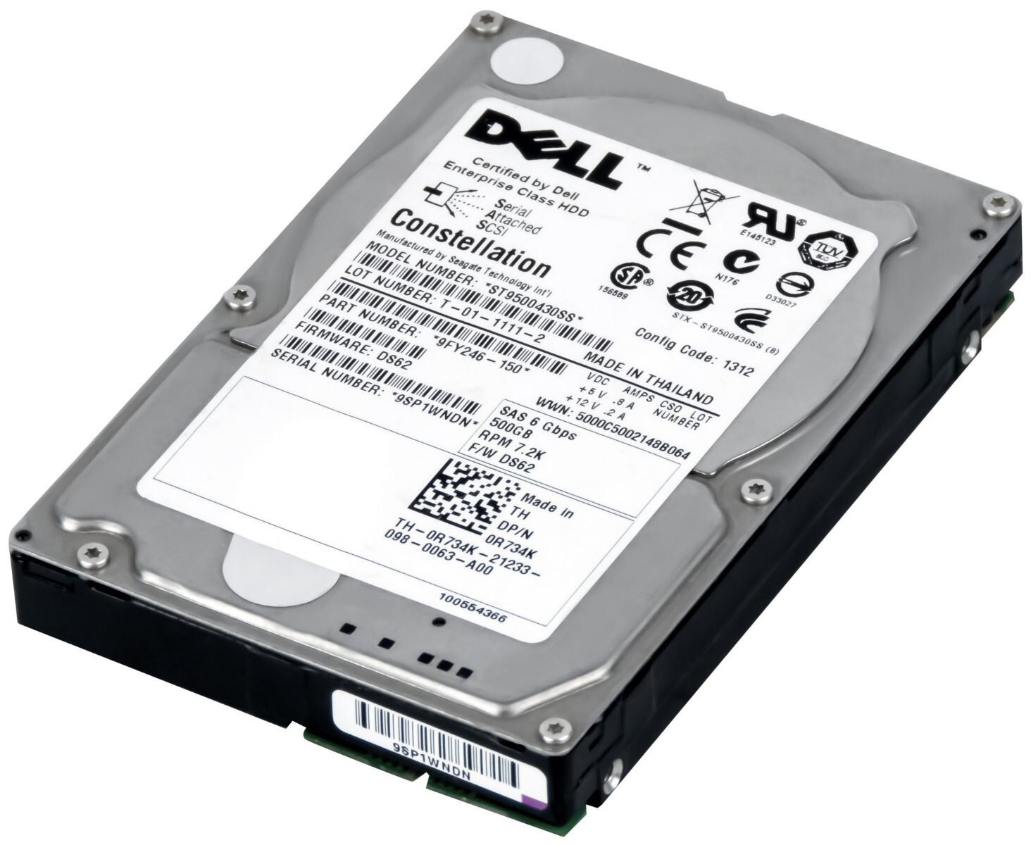 HARD DRIVE DELL 0R734K ST9500430SS 500GB 7200RPM 16MB SAS-2 2.5''
