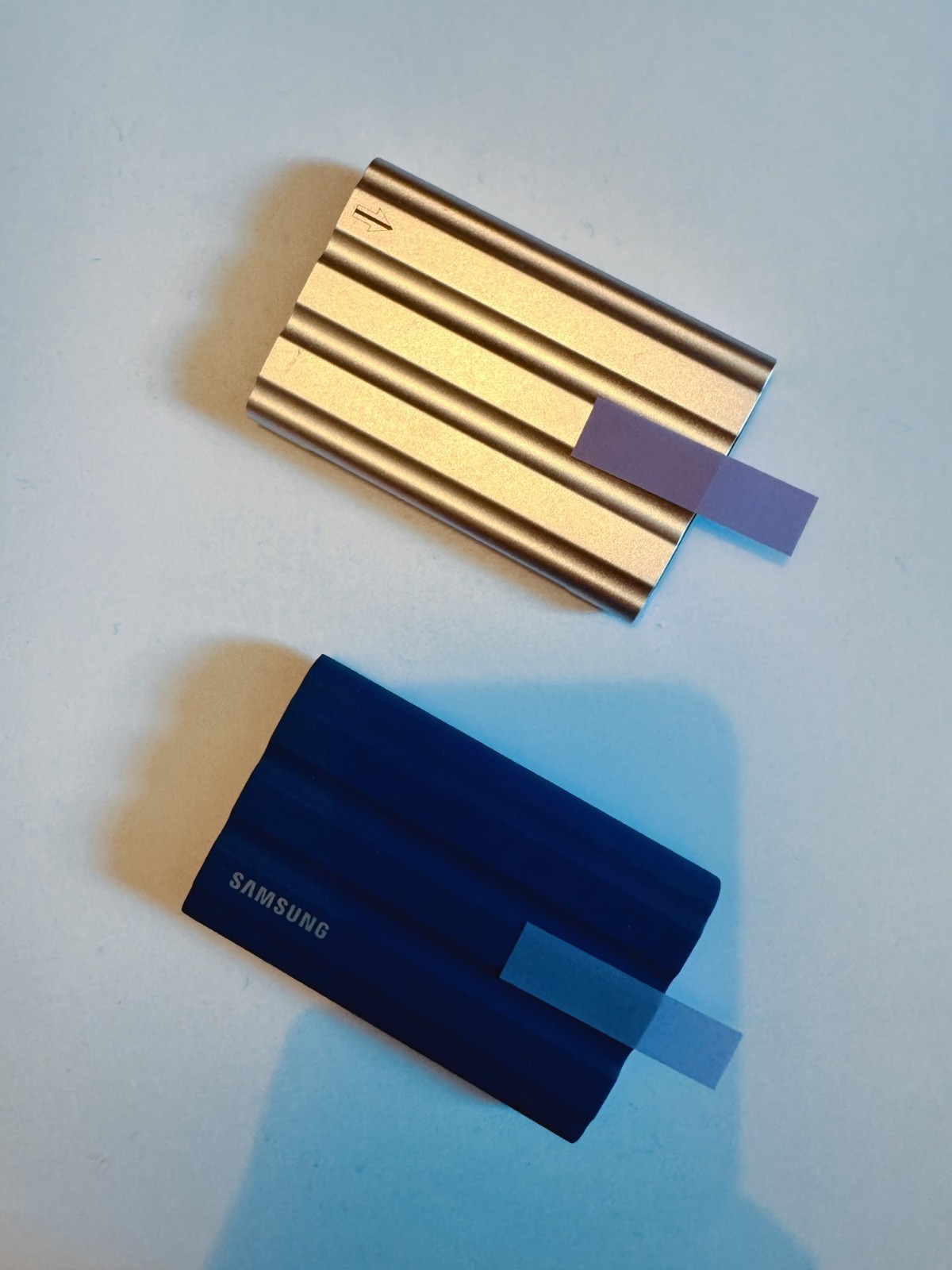 Lot of 2 Samsung T7 Shield Portable SSD 1TB Blue + 2TB USB-C 1050MB/s No Cables