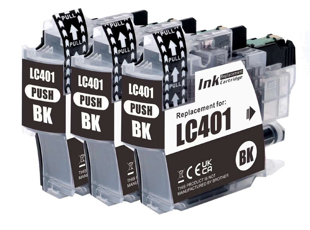 3P BLACK Print Ink fits Brother Series LC401 MFC-J1010DW MFC-J1012DW MFC-J1170DW