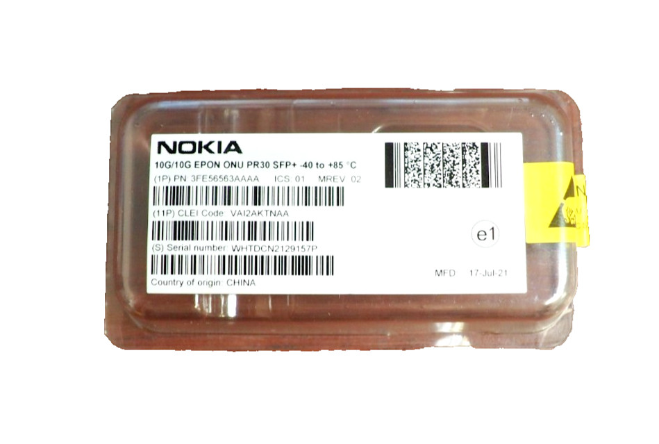 NOKIA 3FE56563AA.01 10G/10G EPON ONU PR30 SFP+ I-temp Optical Transceiver