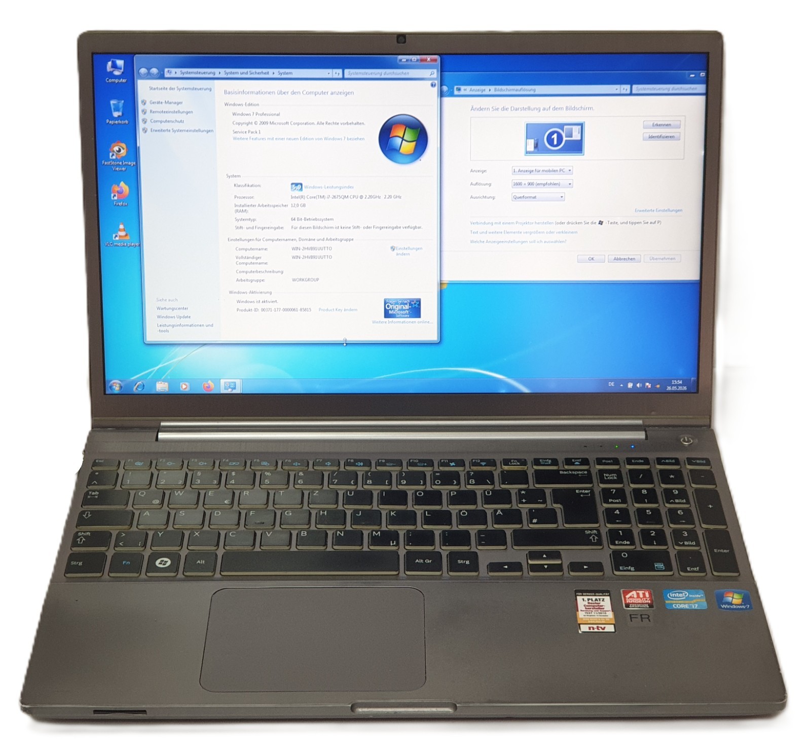 Samsung 700Z Windows 7 Gamer Laptop i7 2.20GHz 250GB 12GB 15.6" 6750M 1GB
