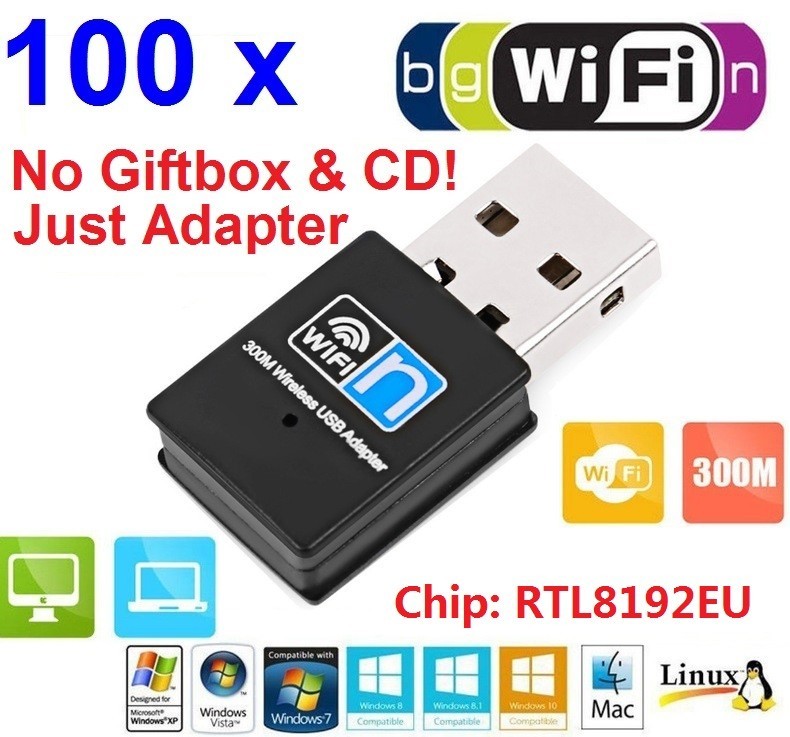 Lot 100 x 300Mbps Mini USB Wifi Wireless Adapters PC Network Card 802.11n/g/b