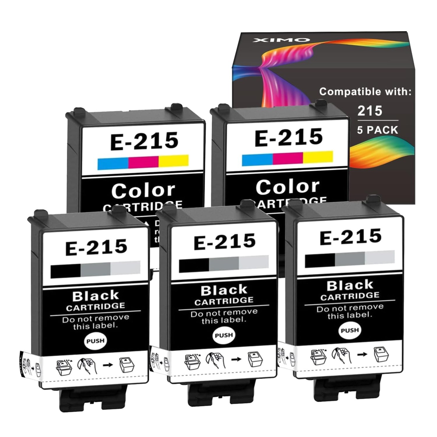 T215 Ink Cartridges, 5-Pack with Smart Chip for Optimal Epson WF-100 Printing