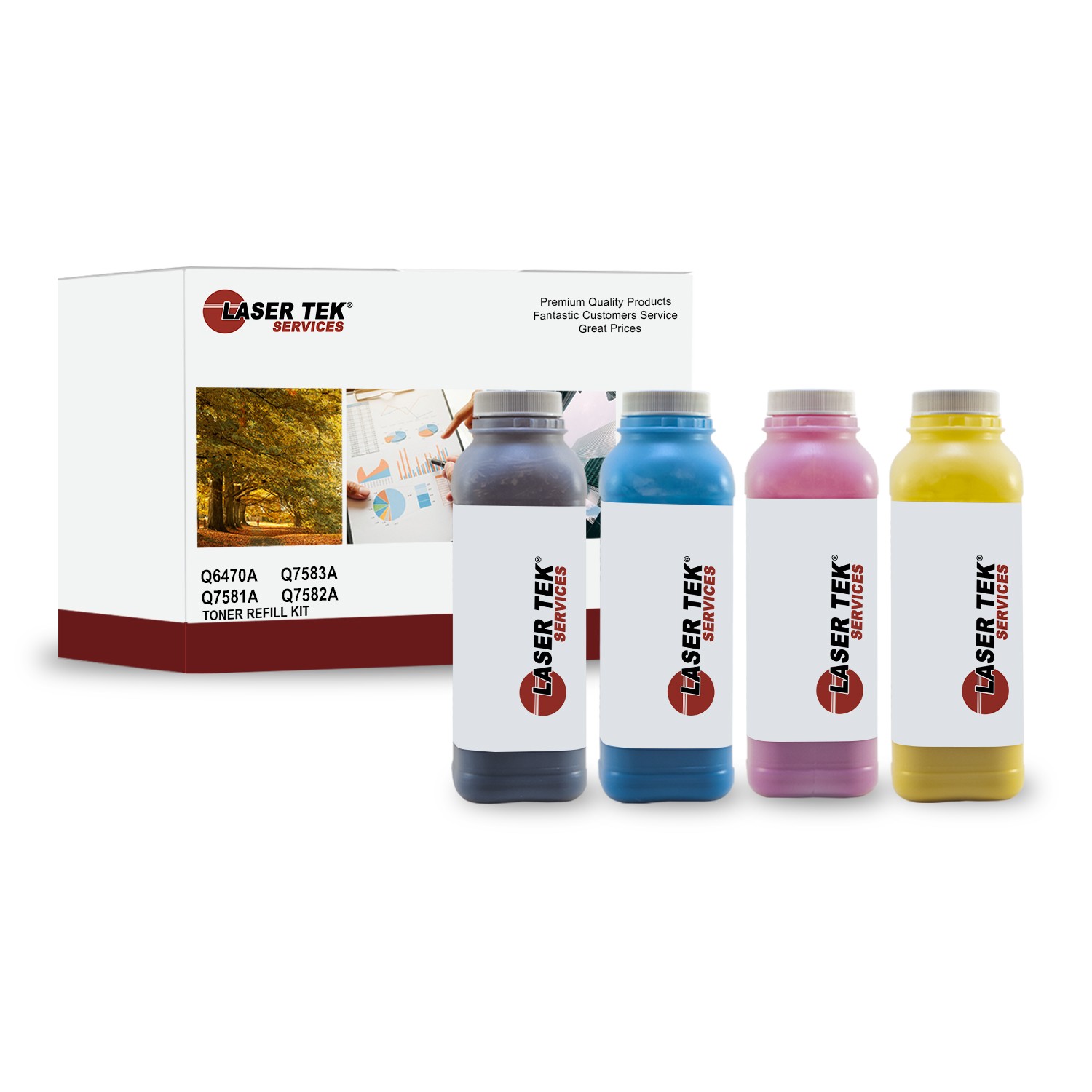 4Pk LTS 501A / 503A CMYK Toner Refill Kit Compatible for HP LaserJet 3600 3600dn