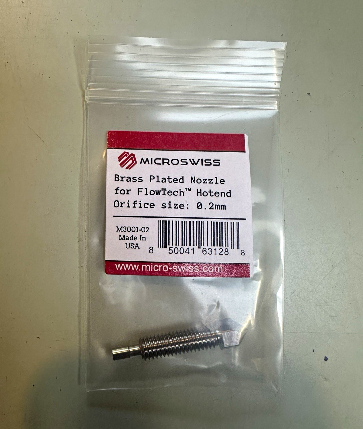 MICROSWISS Brass-Plated Brass Nozzle 0.2mm for FlowTech Hotend M3001-02