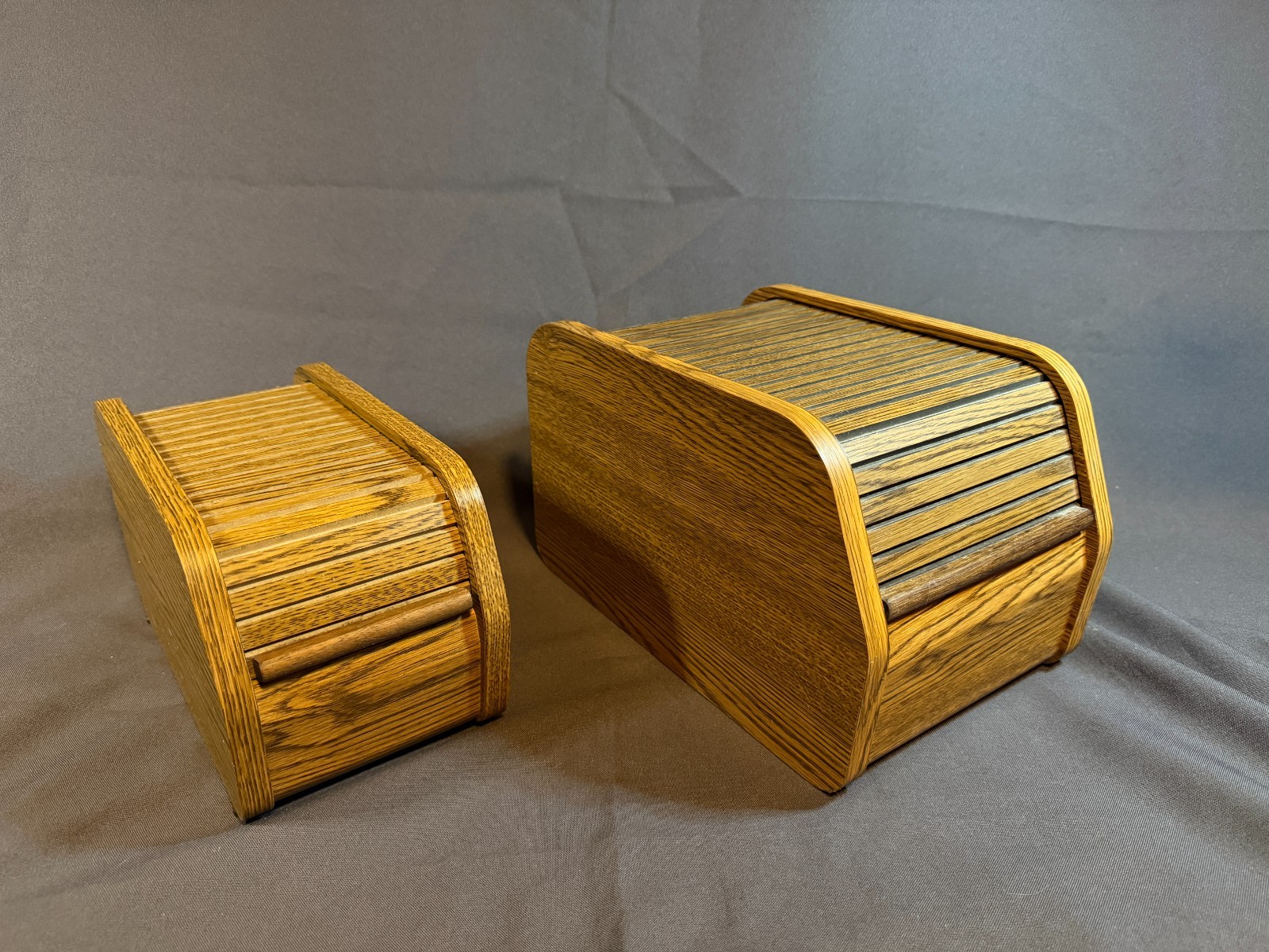 THE BYTE BOX Matching Pair - Wood Rolltop CD / 5.25" & 3.5" Disk Holder Storage