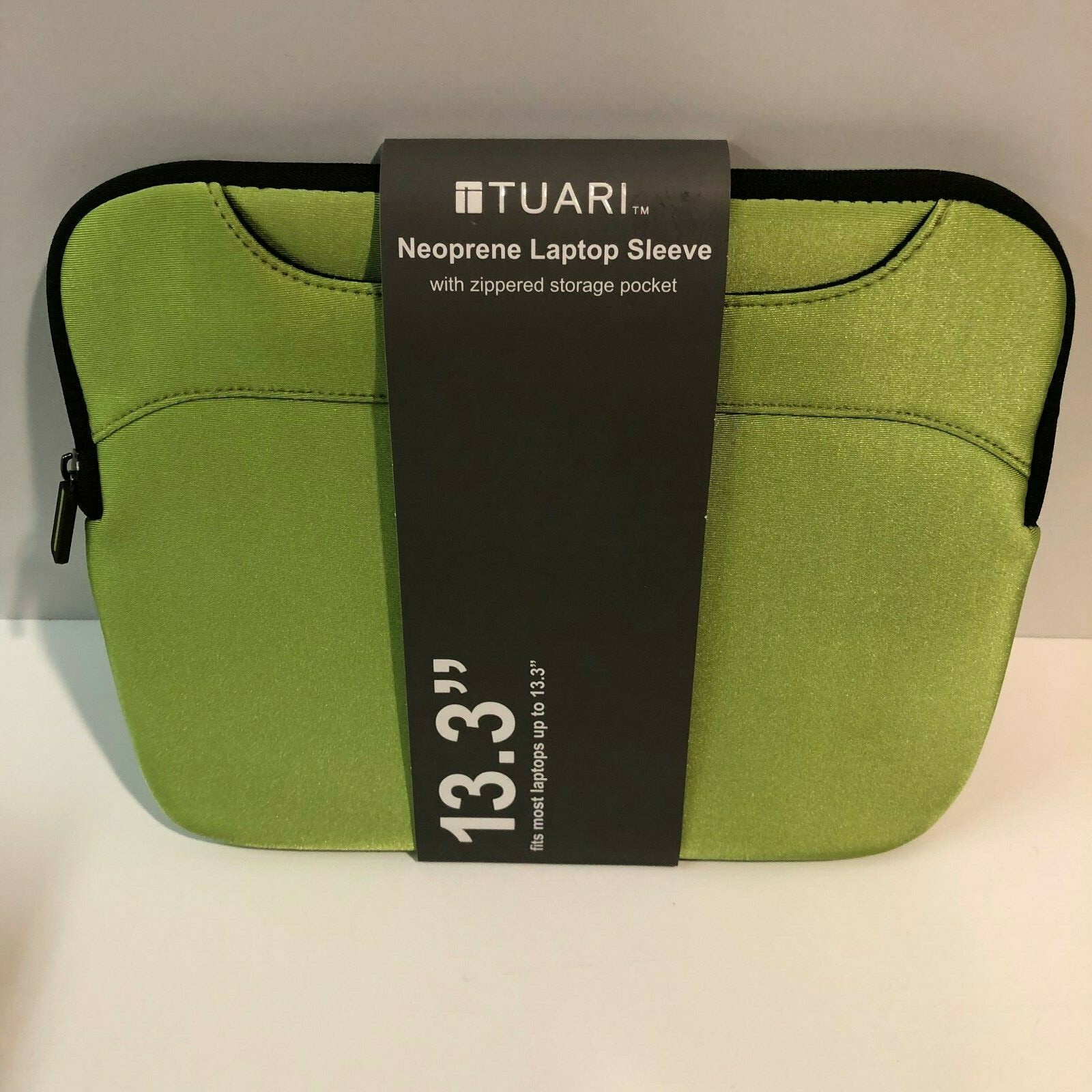NEW 13.3" Green Neoprene Laptop Sleeve Zipper Storage Pocket Scratch-Resistant