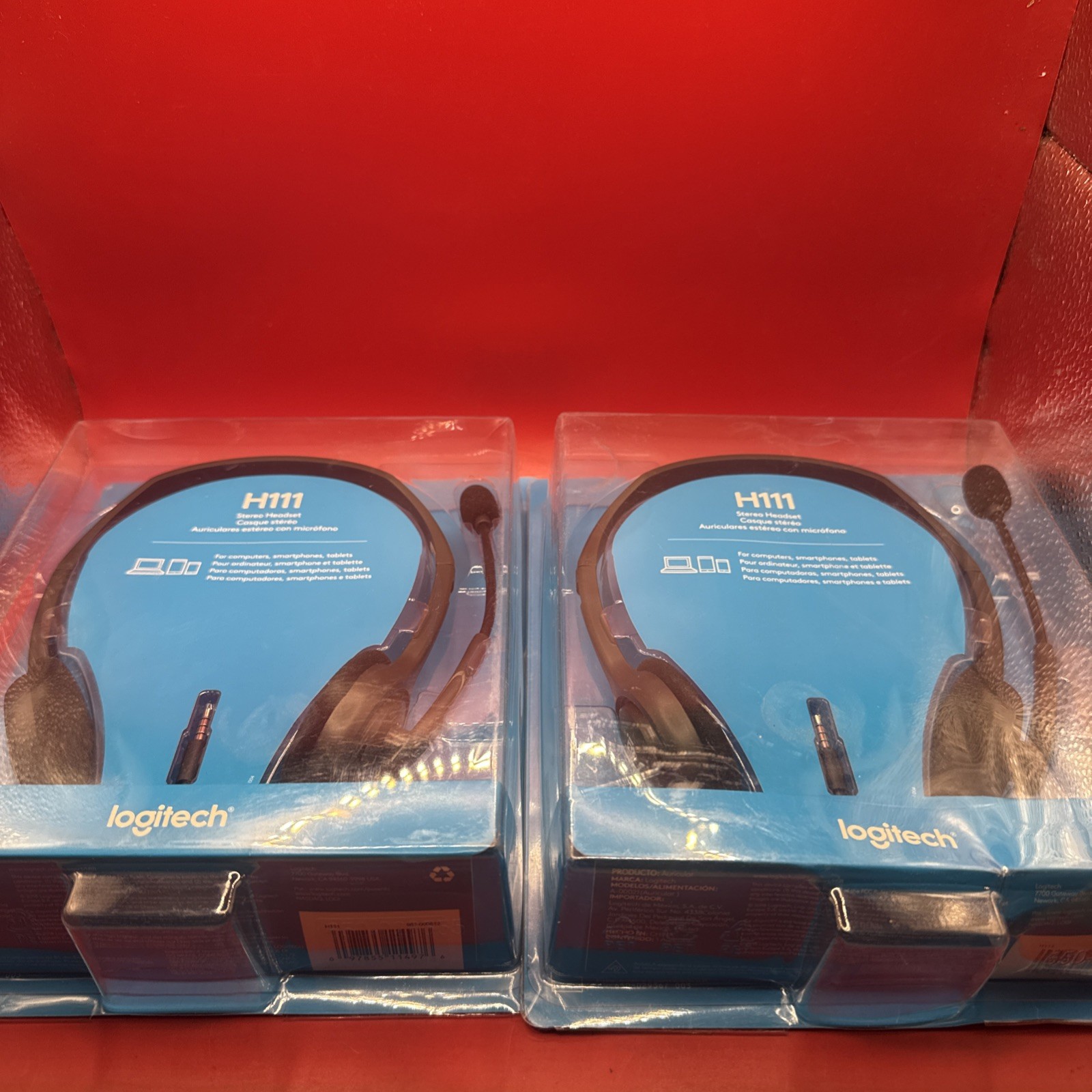 Lot Of 2 Logitech H111 Wired Stereo Headset with Mic 3.5mm Jack