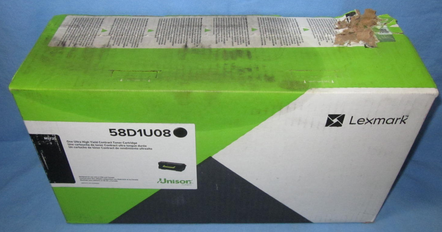 Lexmark 58D1U08 Black Toner Cartridge High Yield .. new in a damaged box