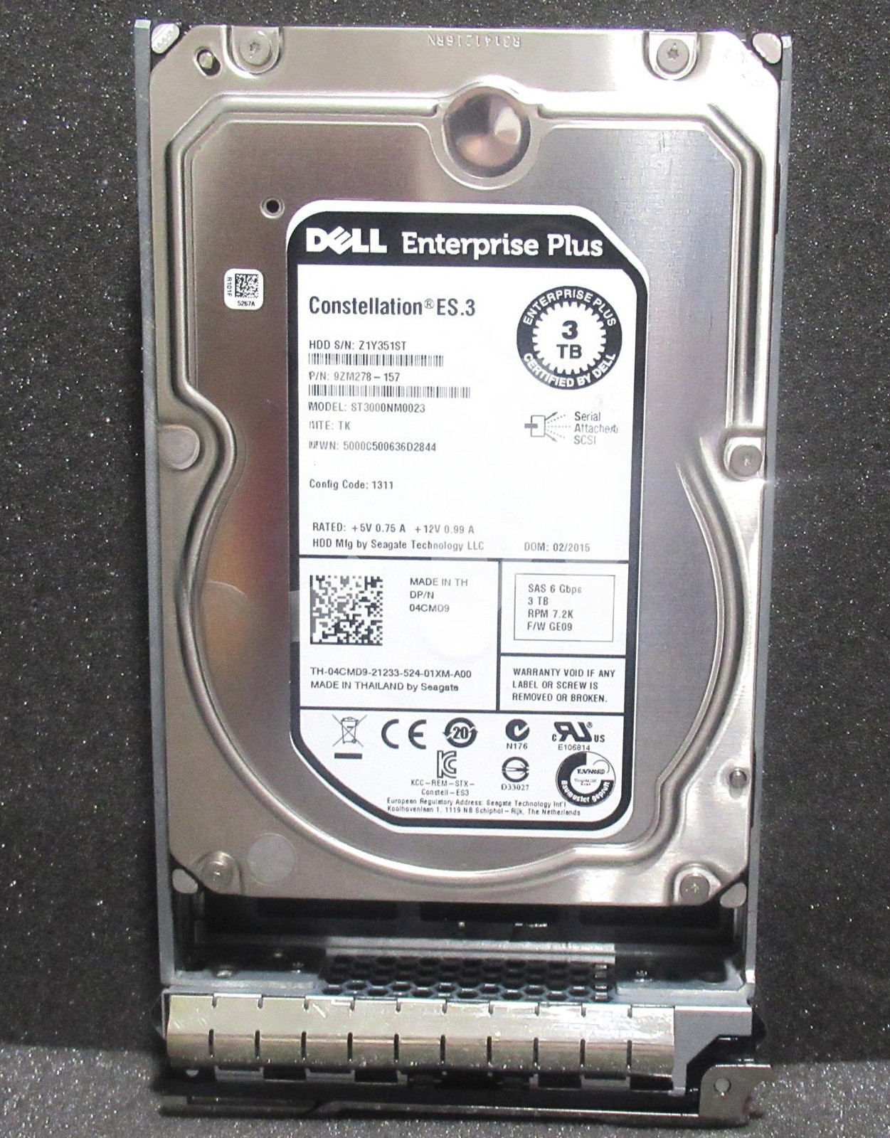 4CMD9 ST3000NM0023 Dell EQUALLOGIC 3TB 7.2KRPM 6Gb/s 3.5"SAS SERVERHDD HardDrive