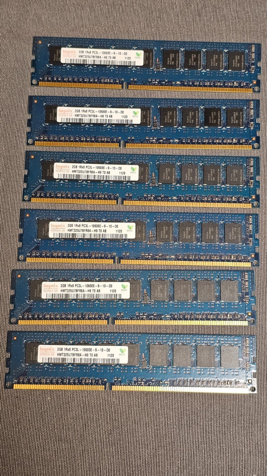 LOT OF 6 HMT325U7BFR8A-H9 Hynix 2GB PC3L-10600E DDR3-1333MHz ECC 1Rx8 MemoryREAD