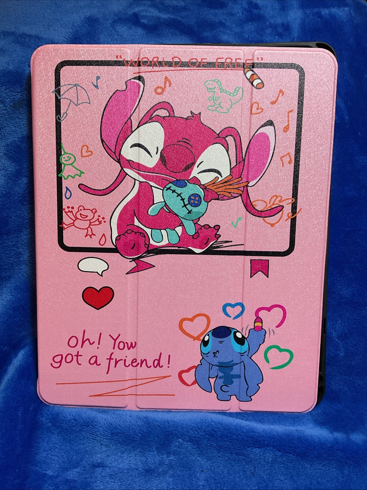Disney 12.9” iPad Case Cover Tri Fold Front Lilo And Stitch W/Angel NEW IN PKG