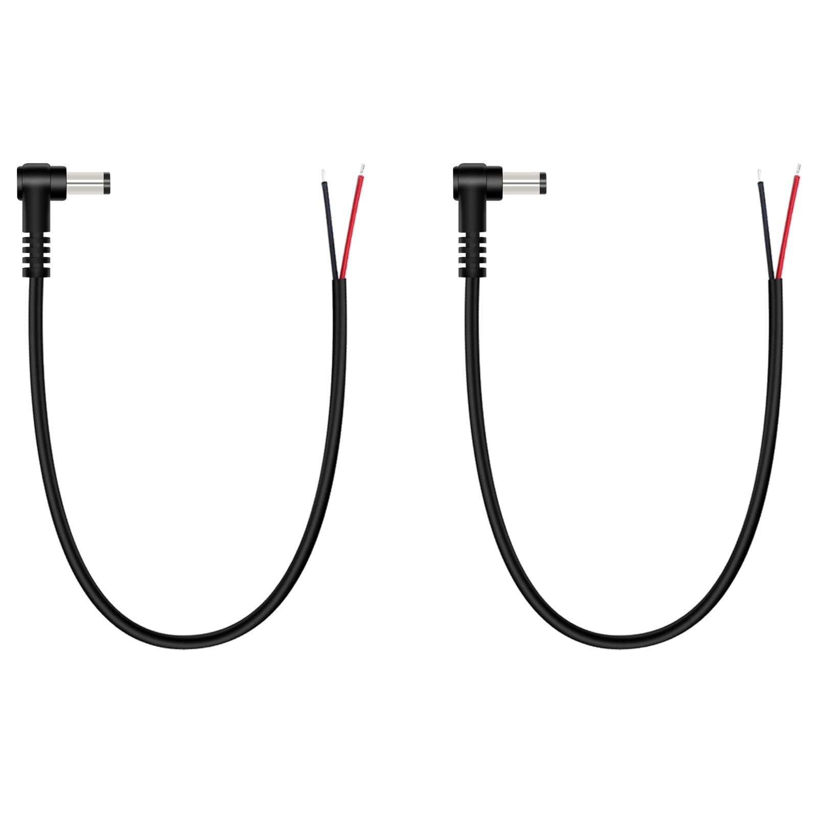 DC Power Pigtail Cable, 2-Pack 5.5Mm X 2.1Mm 90 Degree Right Angle DC Barrel Mal