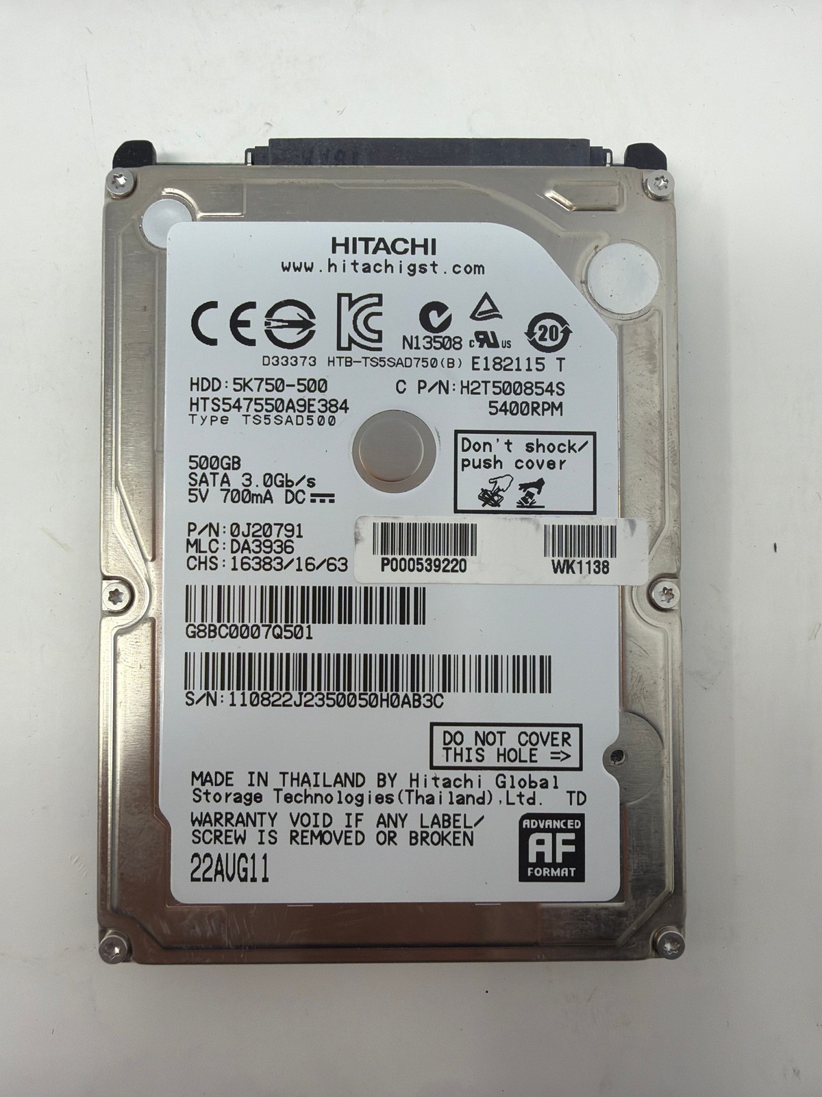Hitachi HTS547550A9E384 500GB SATA Grade B