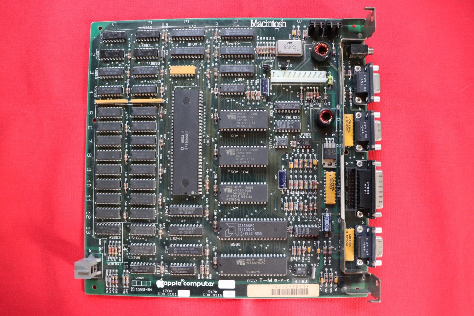 APPLE MACINTOSH 512K COMPUTER LOGIC BOARD, 630-0118, TESTED & WORKING
