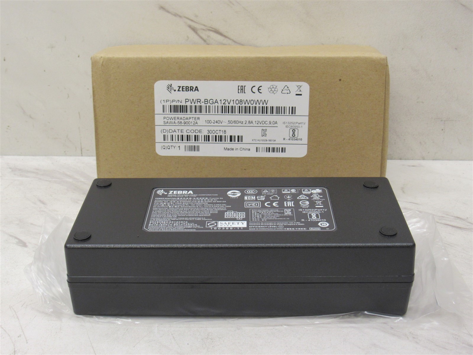 Open Box Genuine Zebra 12V 9A Power Supply PWR-BGA12V108W0WW 