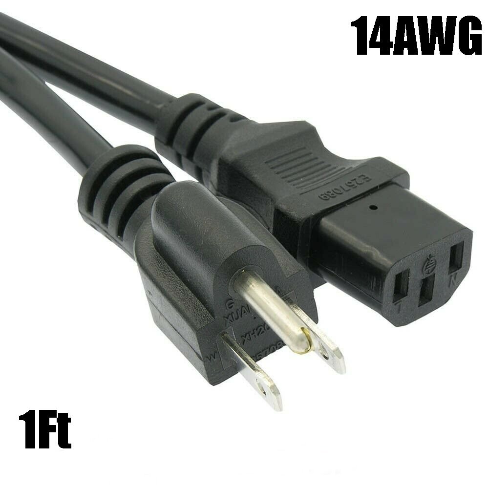 1, 3 6Ft 10Ft 15Ft 25Ft 14AWG 5-15P to IEC320 C13 PC Monitor 3-Prong Power Cable