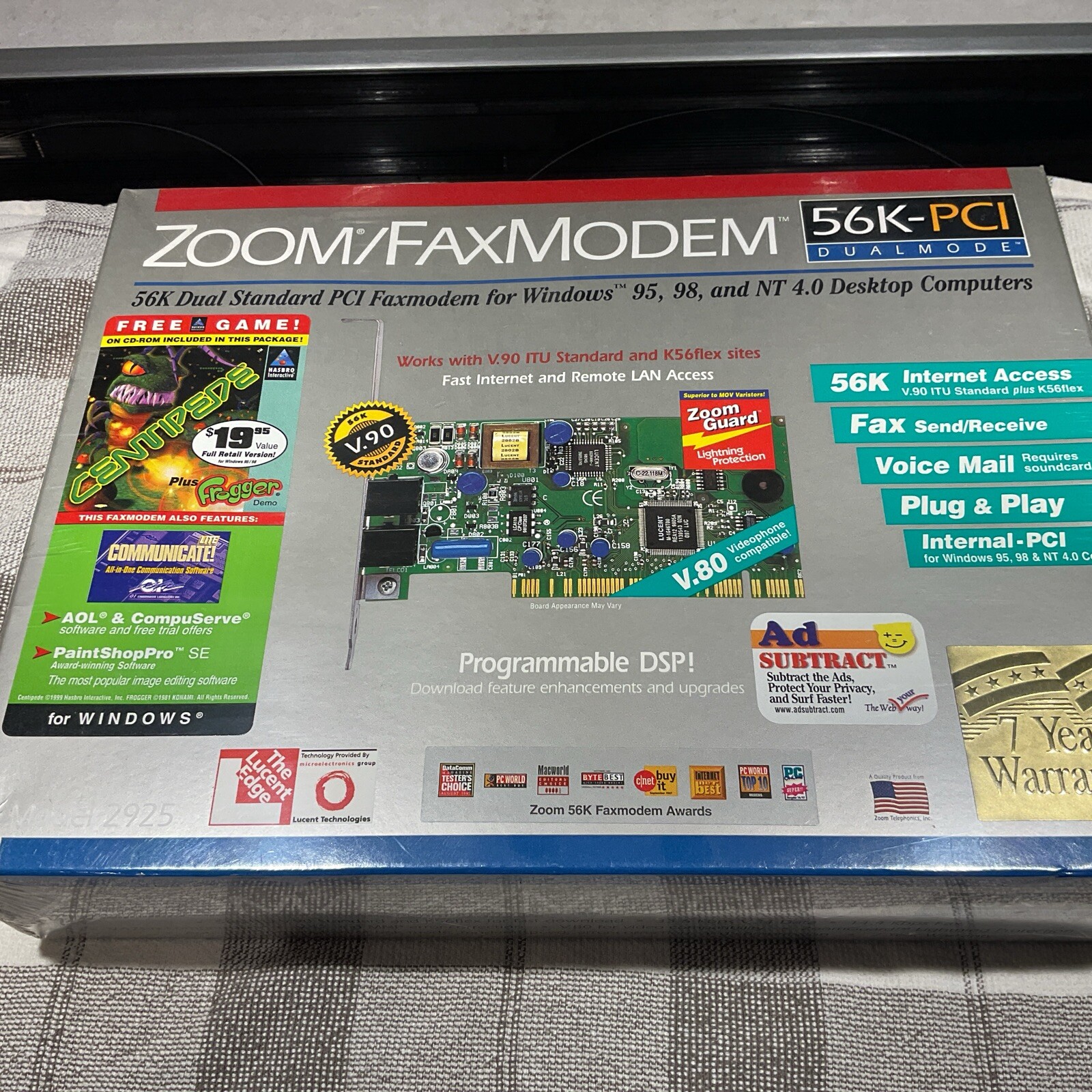 Vintage NOS Sealed Zoom Model 2925 56K Dual Standard PCI Faxmodem 