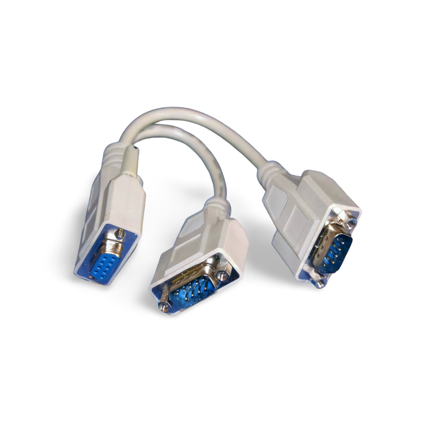 8in Y Splitter Serial Cable DB9 Female to DB9 Male DB9 Male - Beige