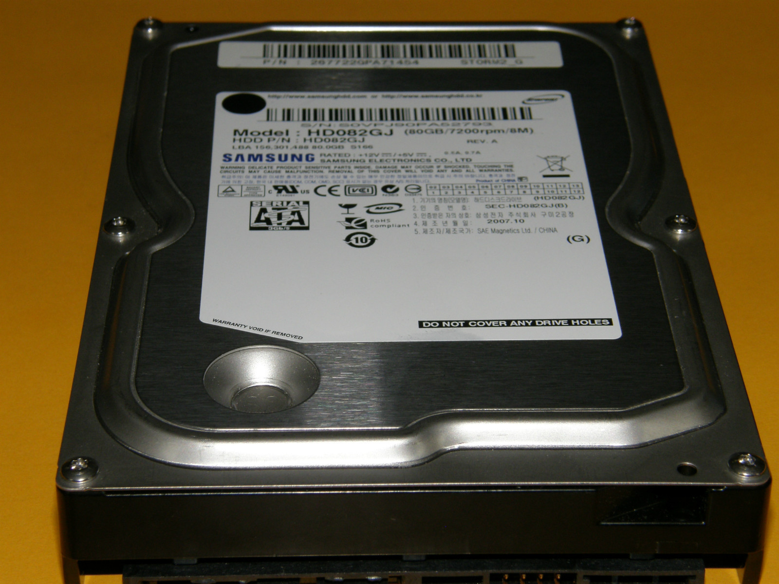 80GB Samsung HD082GJ / P/N: 267722GPA71454 / BF41-00154A REV06