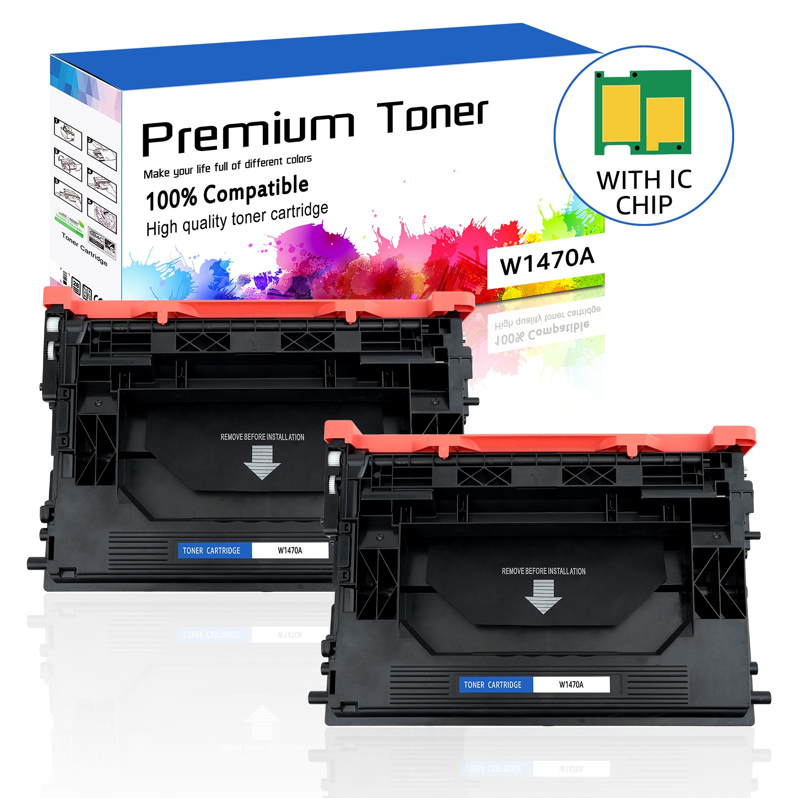 2PK W1470A Toner Cartridge Fit for 147A HP LaserJet M611dn M635h M636fh