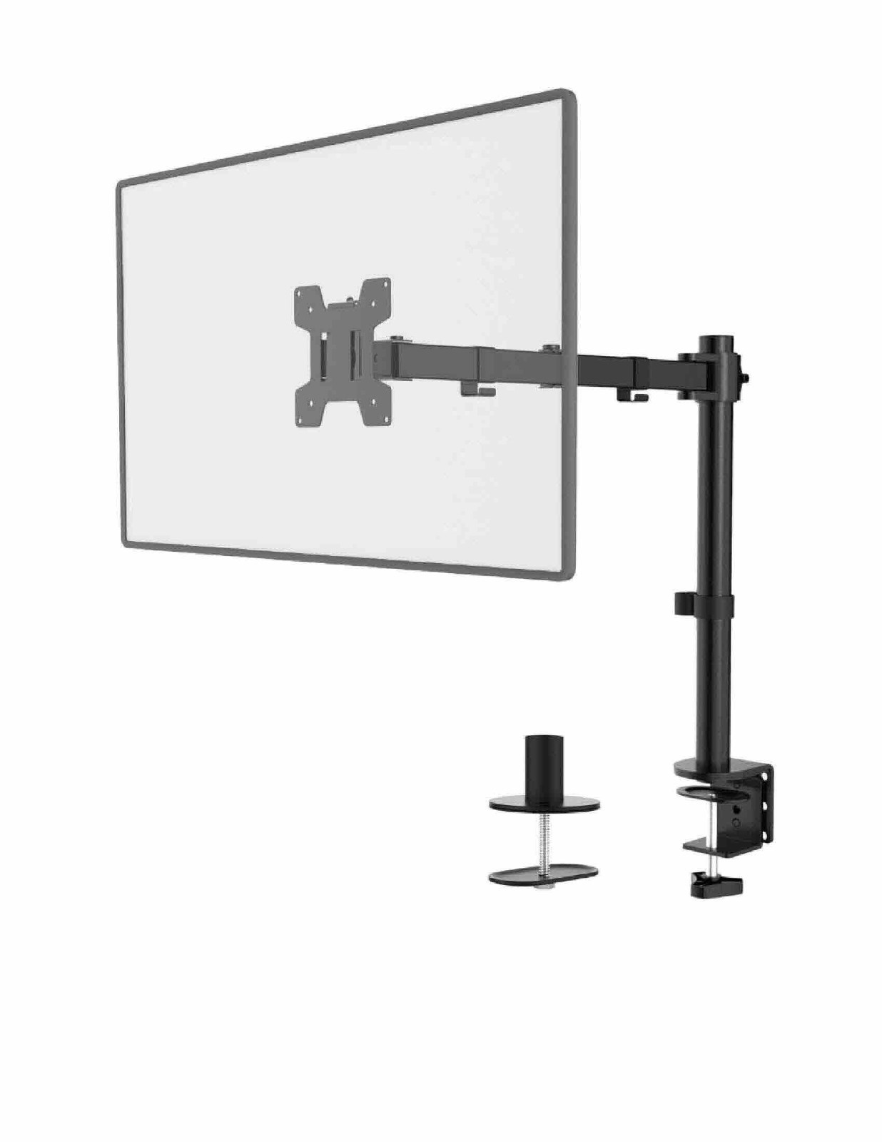WALI Single Monitor Desk Mount – Swivel & Tilt Arm, Fits 13–27”, VESA 75/100