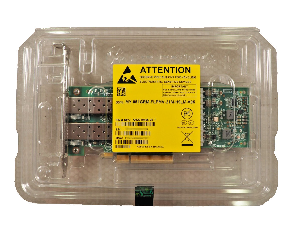 Dell QLogic QL41262 25/10GB SFP+ Dual Port Converged Network Card 51GRM High Pr