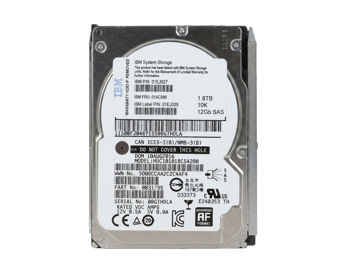 IBM 01AC598 1.8TB 10K SAS 2.5in 12GB HUC101818CS42HDD Internal Hard Disk Drives