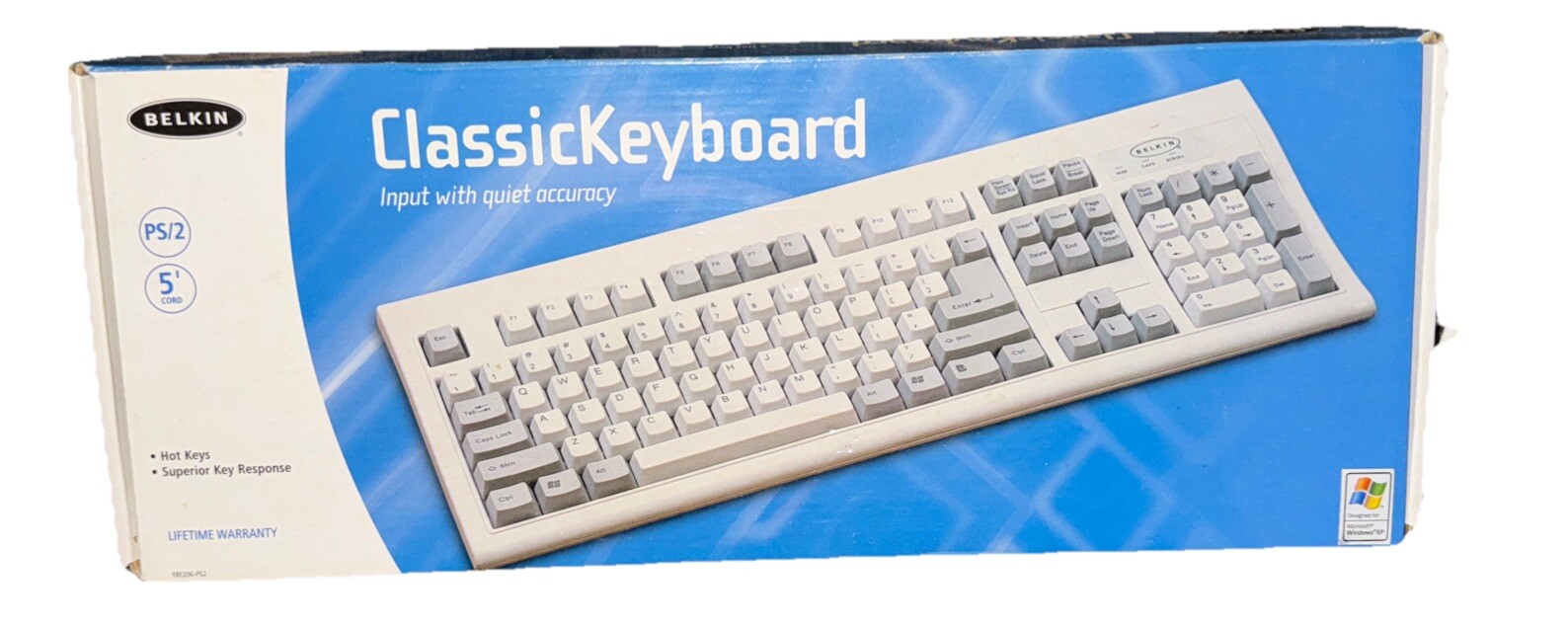 Belkin Classic Keyboard F8E206 - PS2 Wired with 5' Cord - Windows 98/2000/Me/XP