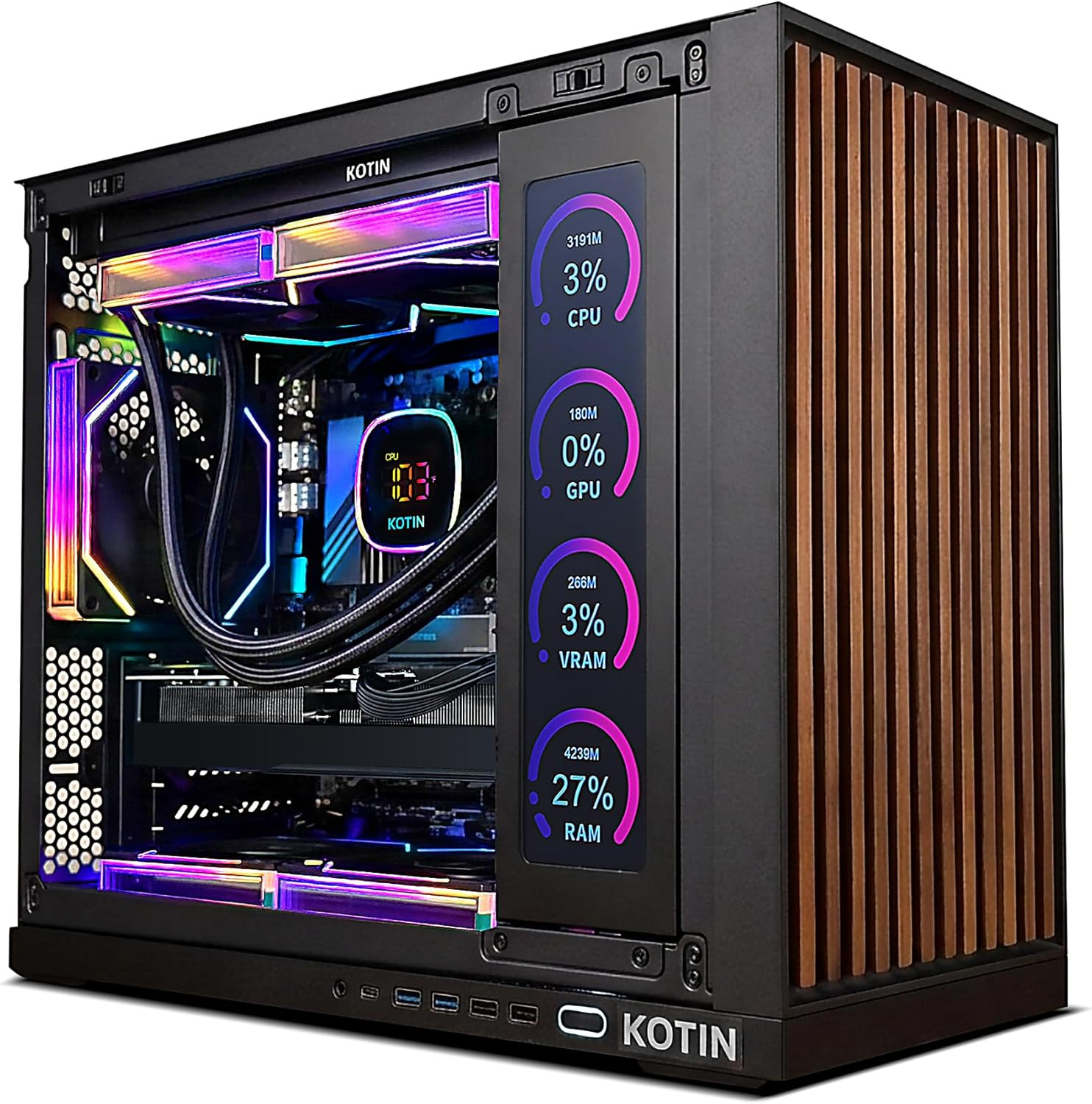 KOTIN Gaming PC Desktop, Ryzen 7 9800X3D, RTX 5070 12GB, 32GB DDR5, 1TB SSD | 11