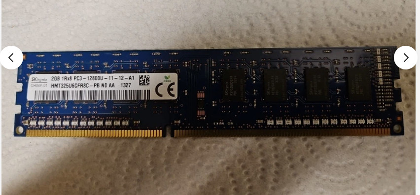 SK Hynix 2GB RAM 1Rx8 PC3-12800U-11-12-A1 HMT325U6EFR8C-PB