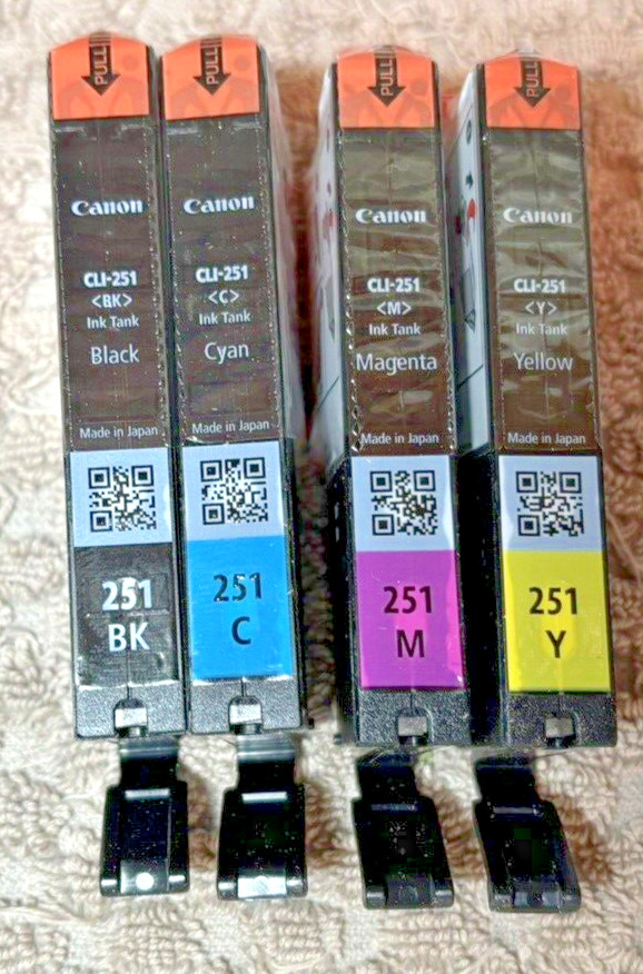 GENUINE 4-Pack Canon 251 Black Cyan Magenta Yellow Ink CLI-251 6513B004 SEALED