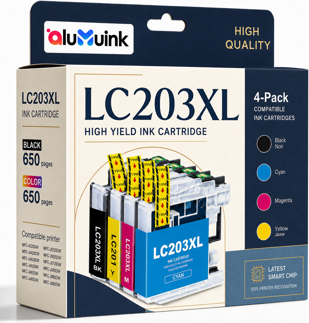 LC203XL Ink Cartridges High Yield Work with MFC-J880DW MFC-J4320DW C/Y/M/B