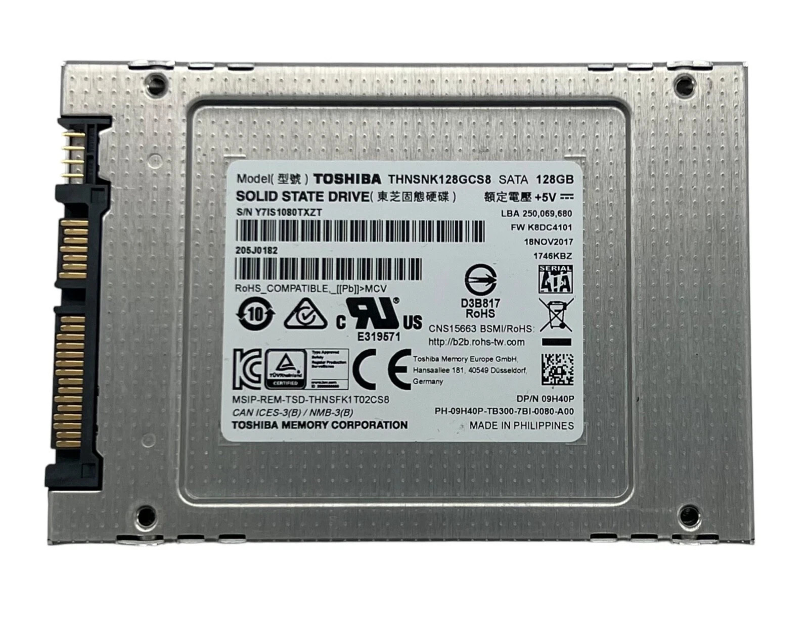 TOSHIBA 128GB 2.5" Sata III 6Gb/s Solid State Drive THNSNK128GCS8