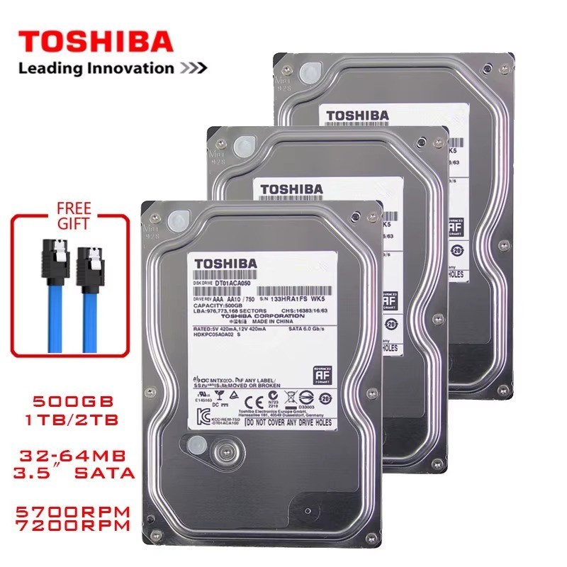 Toshiba 500GB 3.5" Internal Hard Drive SATA III 6Gb/s 7200RPM Desktop HDD