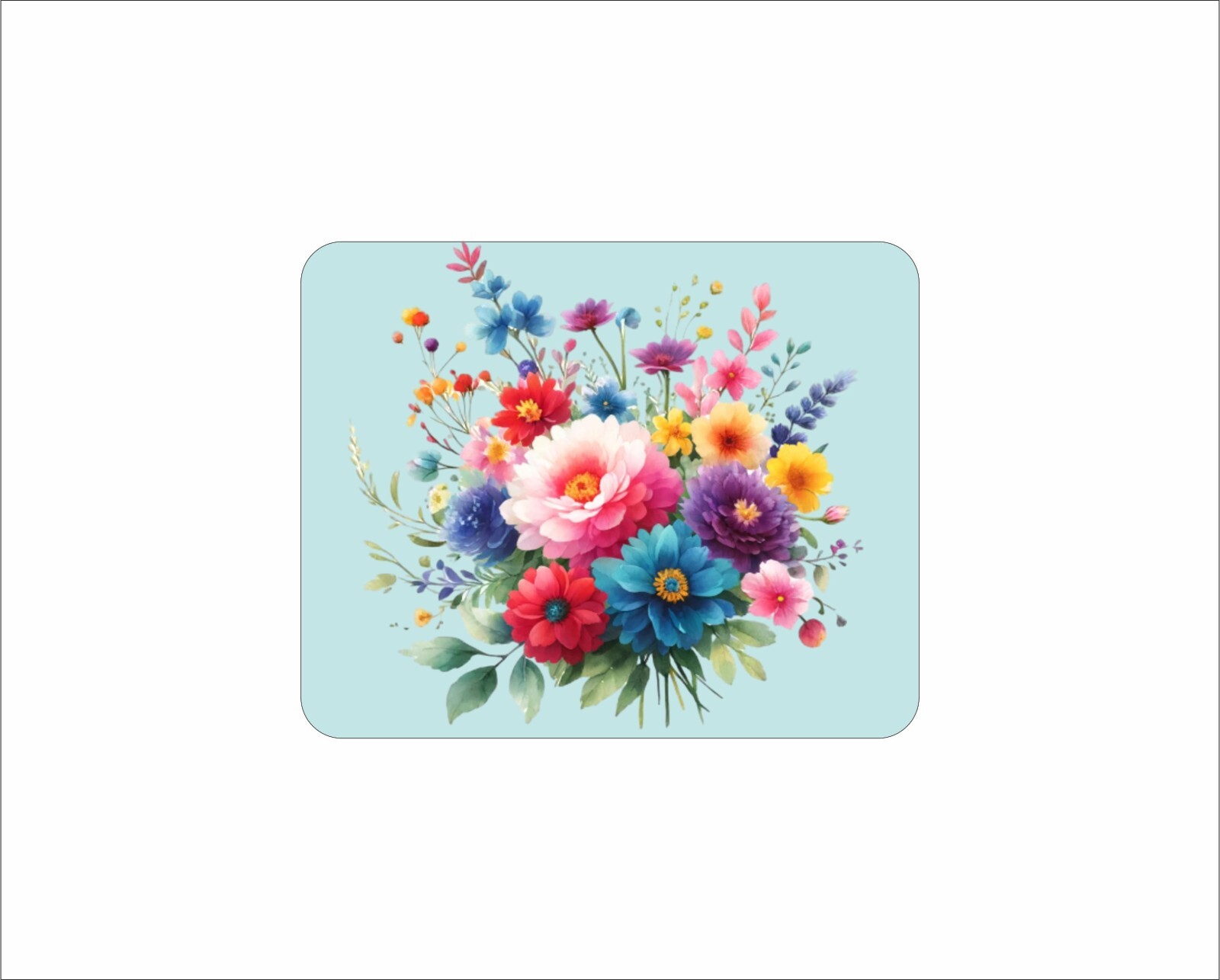 Floral Flower Mouse Pad Bouquet Bunches Watercolor Colorful A Girls Best Choice