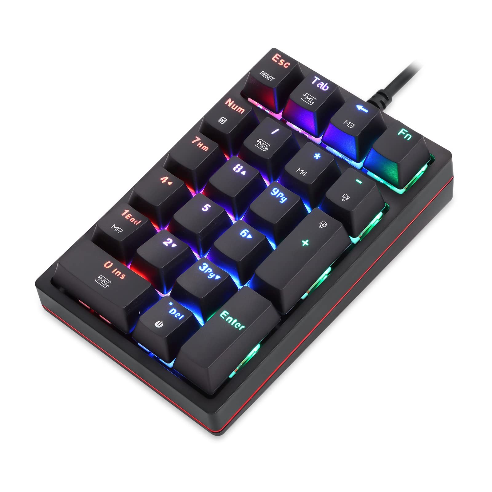 Macro Mechanical Numeric Keypad USB Wired 21 Keys Mini Numpad RGB Backlight