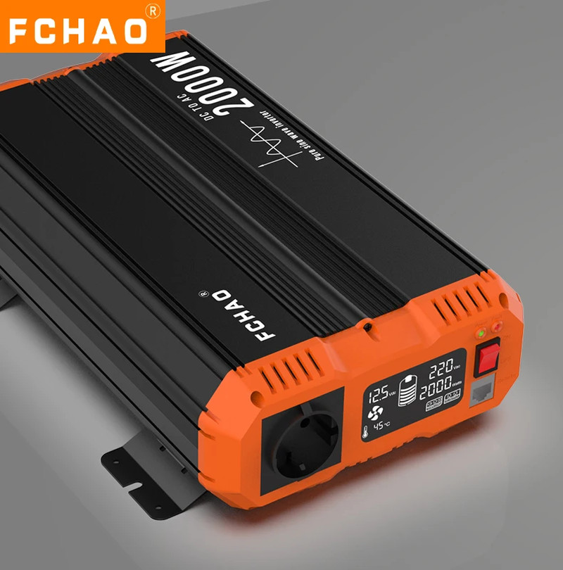 FCHAO 2000W/2500W/3000W 12V to 220V 230V 50Hz Car Inverter Pure Sine Wave DC-AC 
