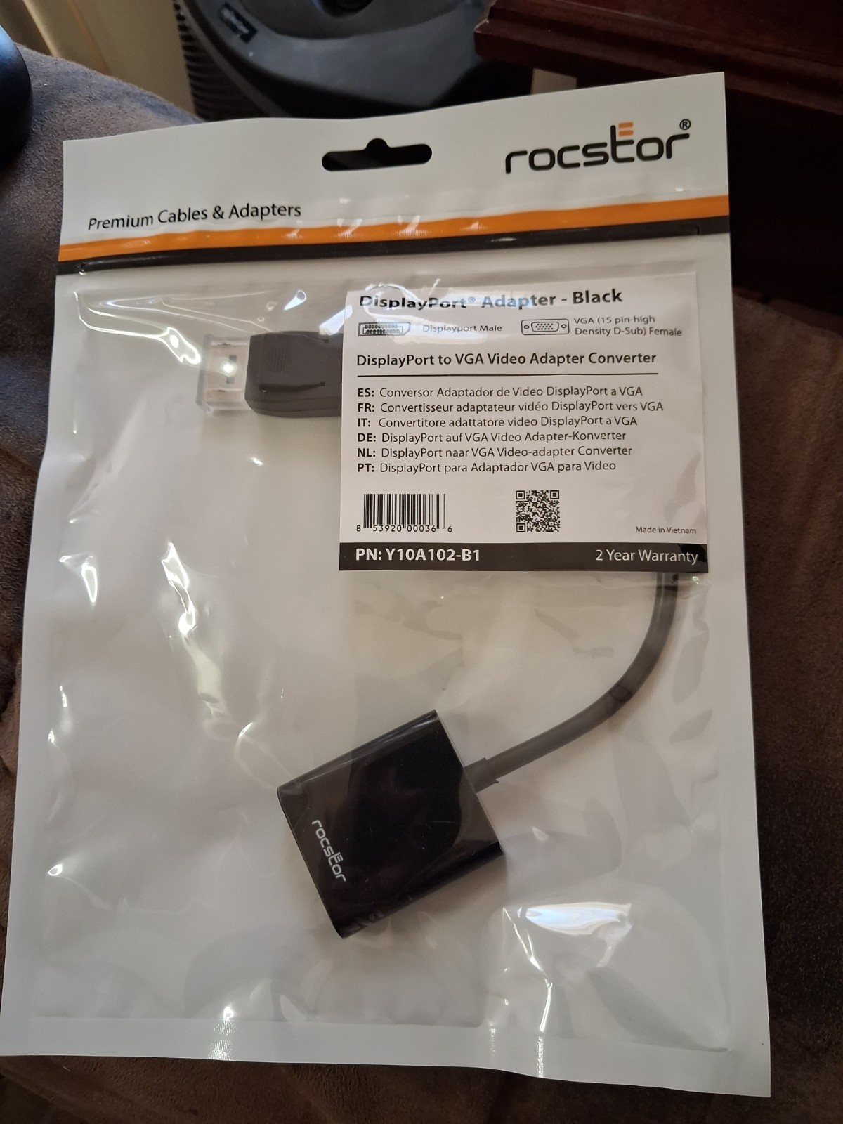 New Rocstor Y00DVI-BK 5.9" DisplayPort to DVI-D Audio/Video Adapter Black