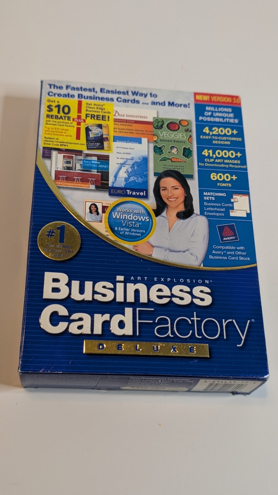 New BUSINESS CARD FACTORY DELUXE VERSION 3.0 WINDOWS XP 1998 SOFTWARE - #162f