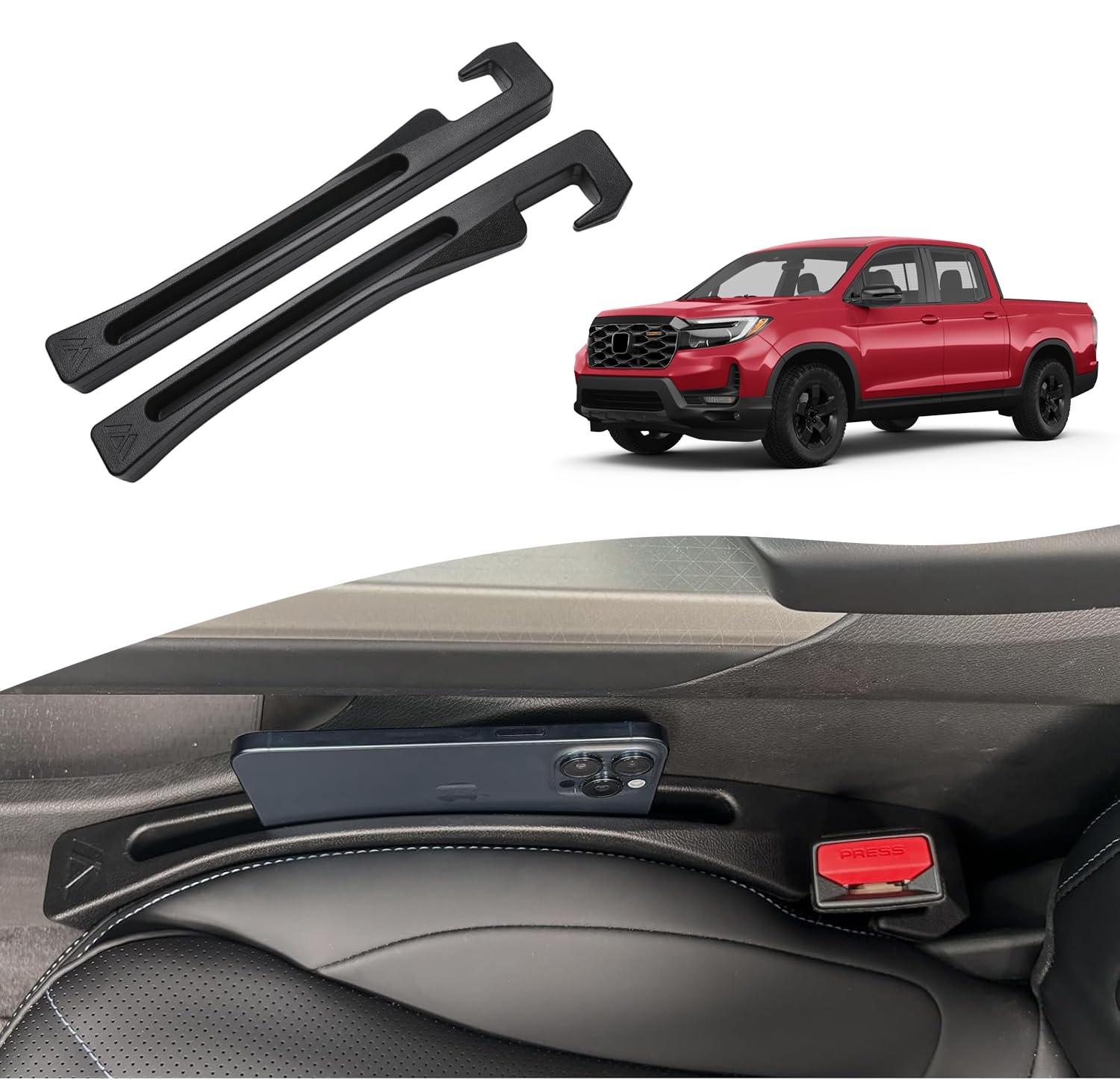 Seat Gap Filler for Honda Ridgeline 2006-2026 Black Pack of 2