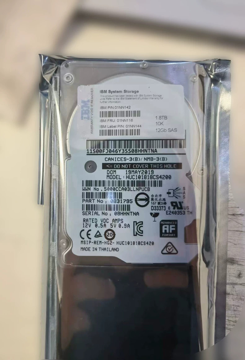 IBM For Lenovo 01NN116 01NN142 01NN144 1.8TB 10K 2.5" SAS 12G HARD DRIVE