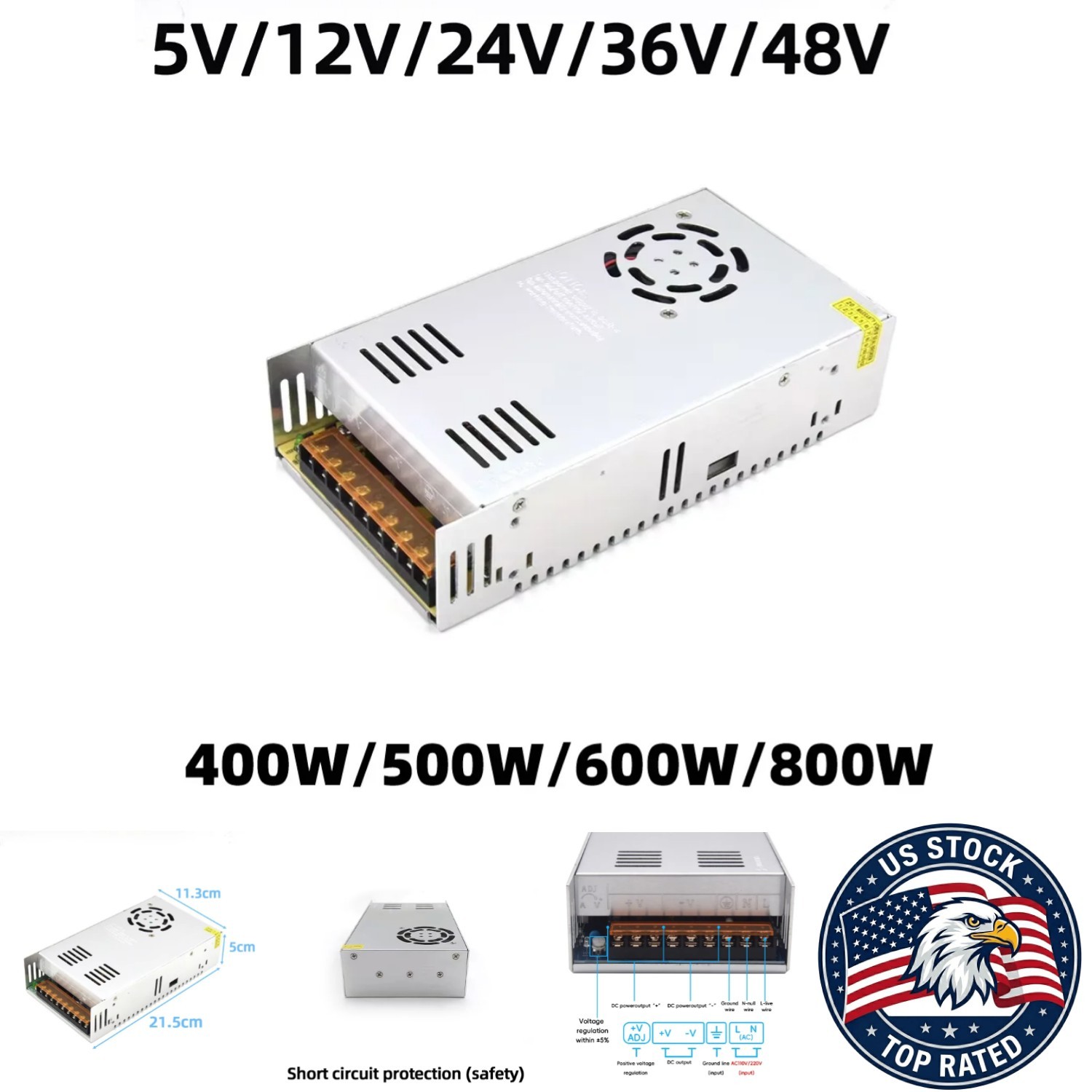 Switching Power Supply AC 110V 220V to DC 5V 12V 24V 36V 48V