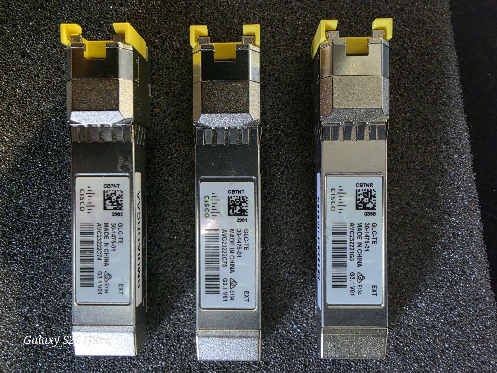 Lot of 3 Cisco GLC-TE 1000BASE-T Gigabit RJ45 SFP Transceivers 30-1475-01