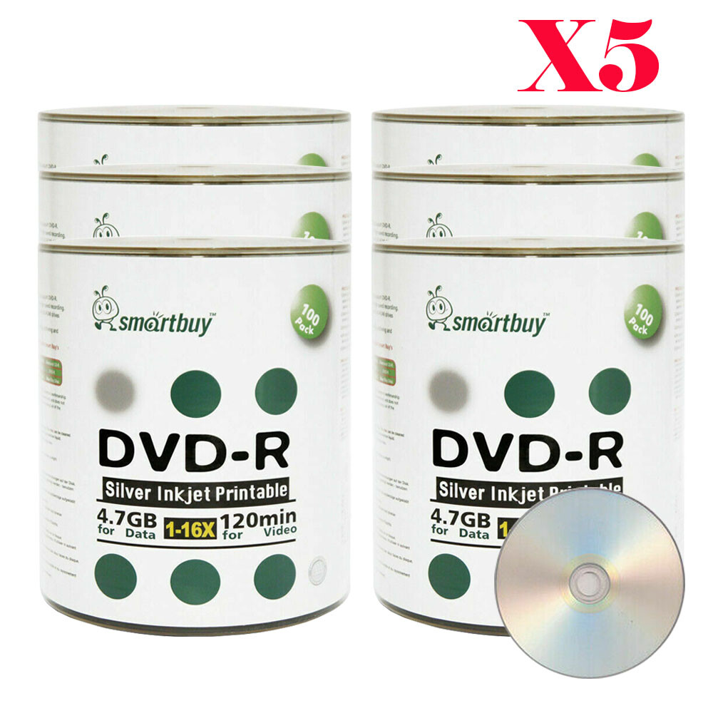 3000-Pack SmartBuy DVD-R 16X 4.7GB Silver Inkjet Hub Printable Record Media Disc