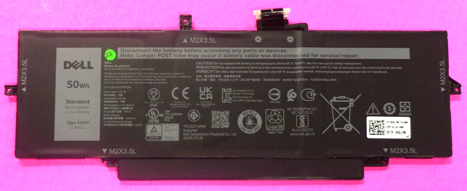 BROKEN CLIP Dell Latitude 9330 2-In-1 9330 50Wh Li-Ion Battery 47XV3