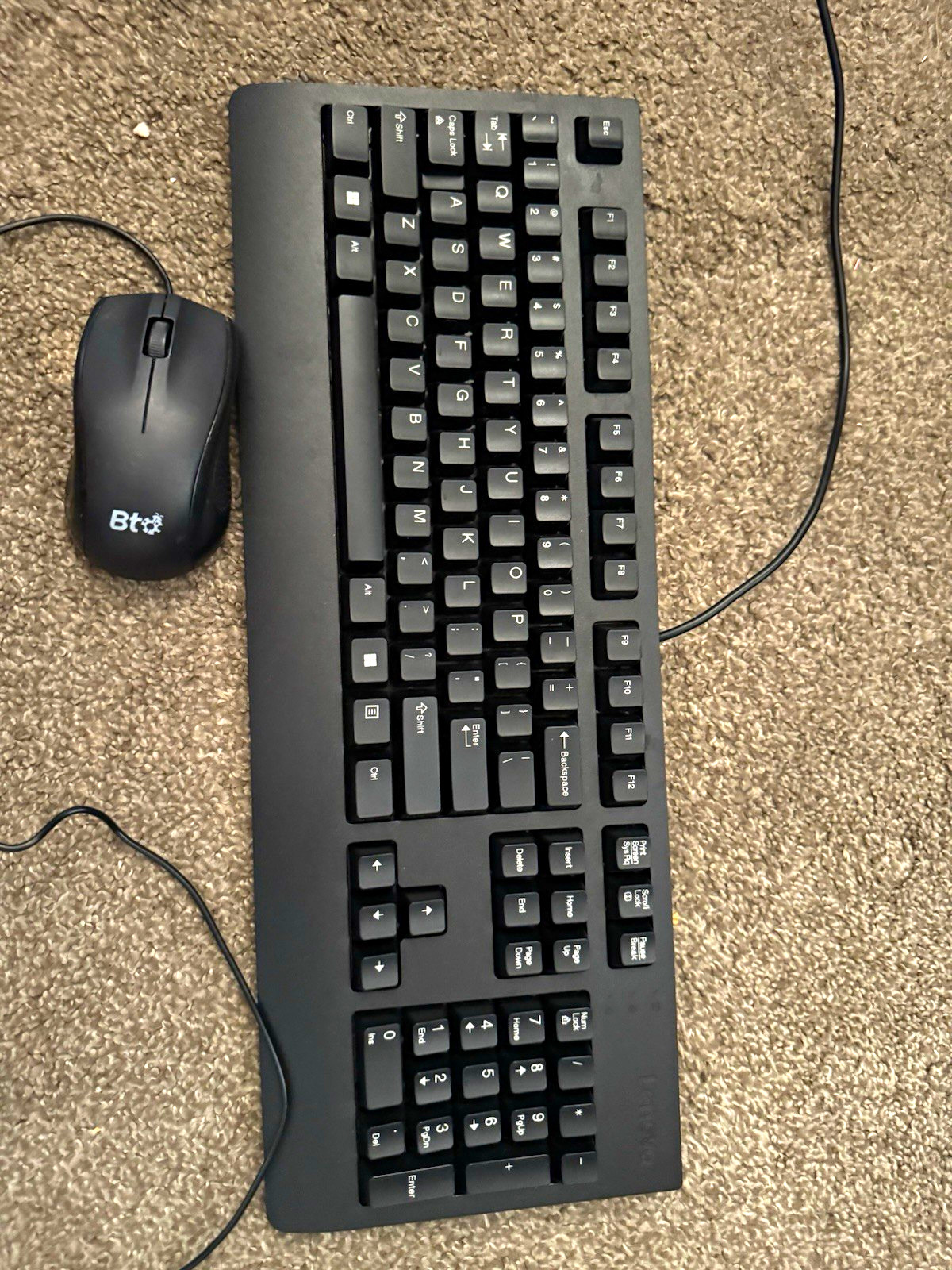 BT Wired USB wired Mouse and Lenovo USB wired key black, English Standard